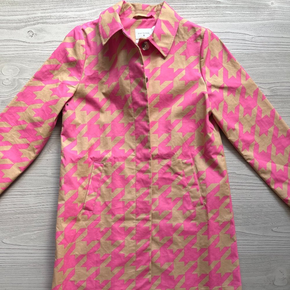 Isaac Mizrahi for Target Pink Houndstooth Trench Coat (Small)